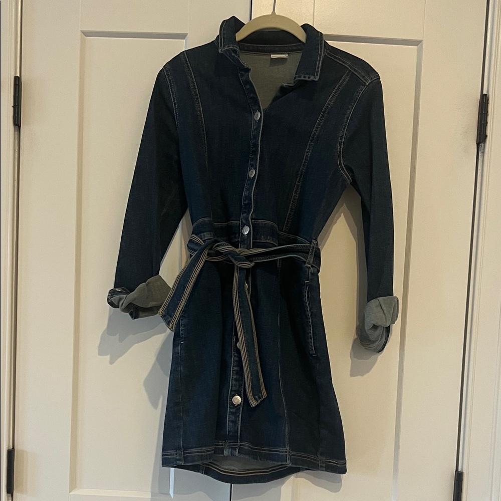 Abercrombie Kids Dark Blue Denim Shirt Dress, Girls 15/16 - Fits women sizes 4/6